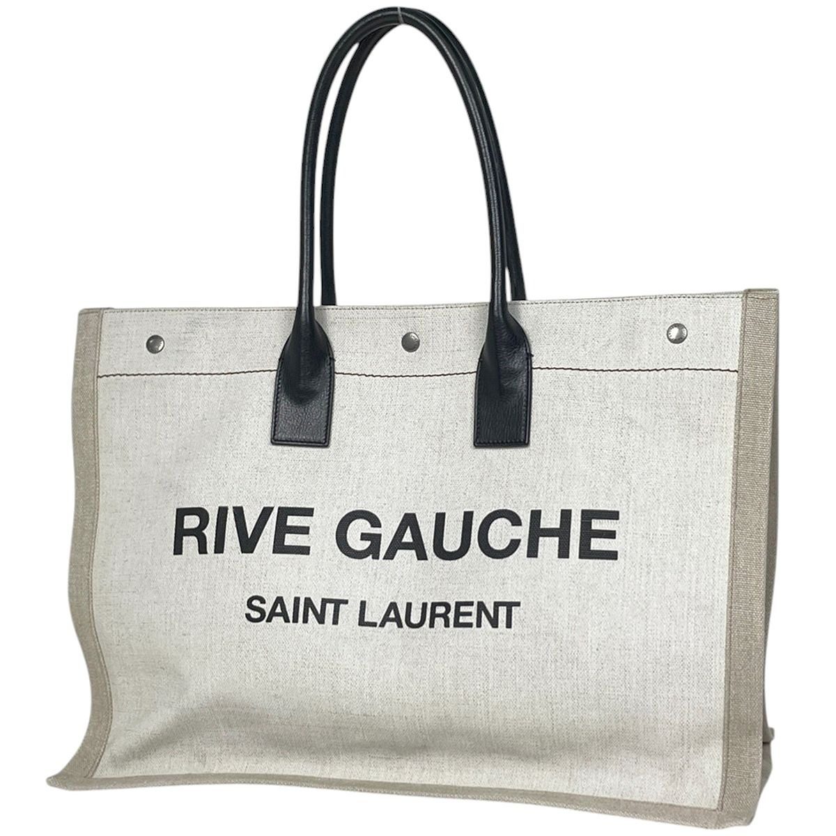 Saint Laurent Yves Logo Tote YSL Canvas White Beige