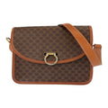 Celine Vintage Macadam Brown Gold Leather Shoulder Bag Pochette