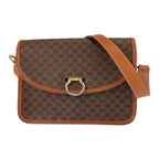 Celine Vintage Macadam Brown Gold Leather Shoulder Bag Pochette