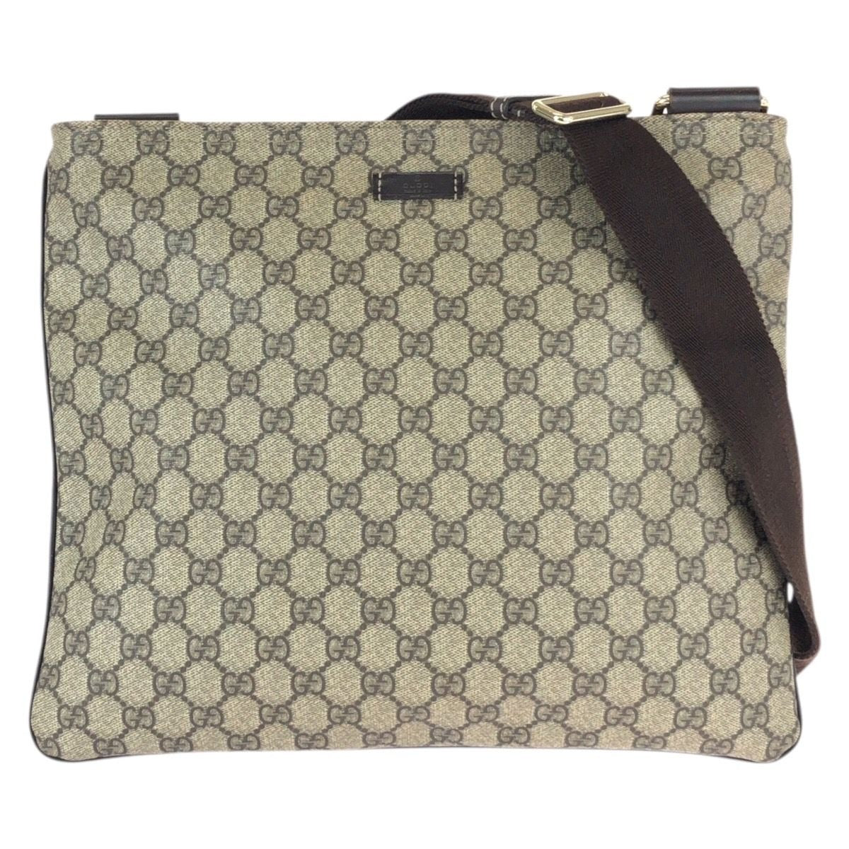 Gucci Beige Brown Gold GG Supreme Canvas Shoulder Bag