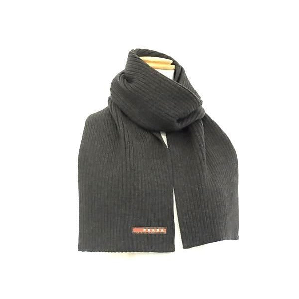 Prada 100% Wool Scarf Dark Gray Az5307 — view 2