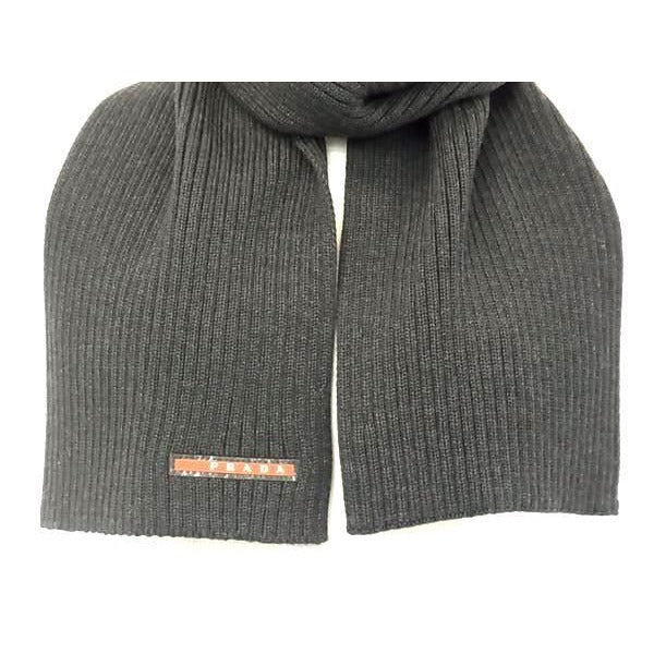 Prada 100% Wool Scarf Dark Gray Az5307 — view 3