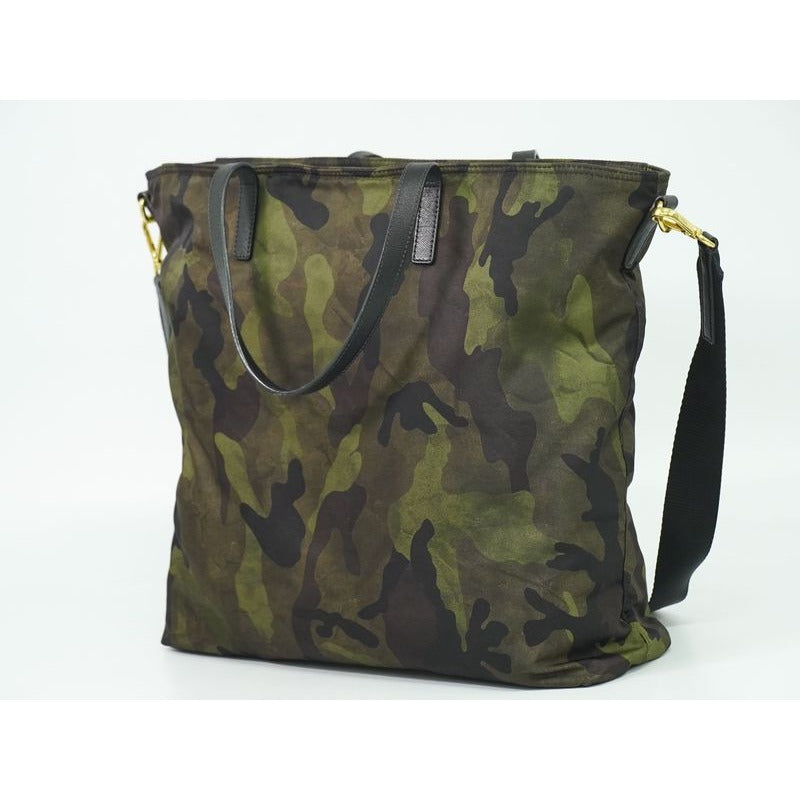 Prada Camouflage Pattern 2-Way Shoulder Bag Handbag Nylon Khaki Black — view 2