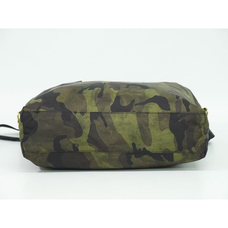 Prada Camouflage Pattern 2-Way Shoulder Bag Handbag Nylon Khaki Black — view 3