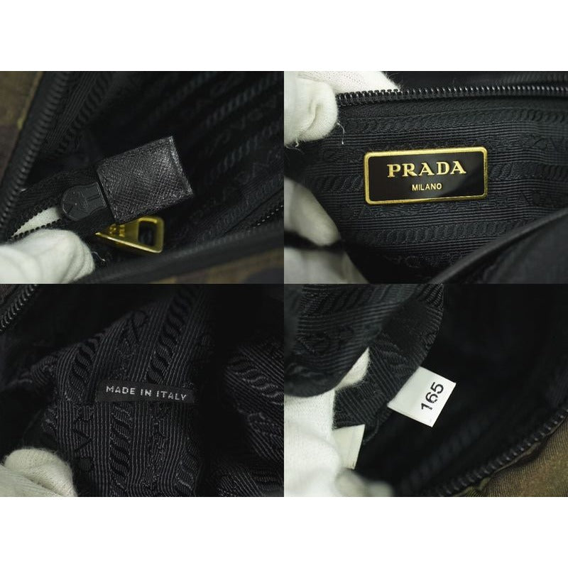 Prada Camouflage Pattern 2-Way Shoulder Bag Handbag Nylon Khaki Black — view 9