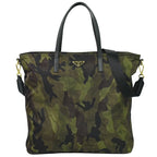 Prada Camouflage Pattern 2-Way Shoulder Bag Handbag Nylon Khaki Black