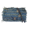 Chanel CC Logo Turnlock Blue Silver Denim Leather Chain Shoulder Bag