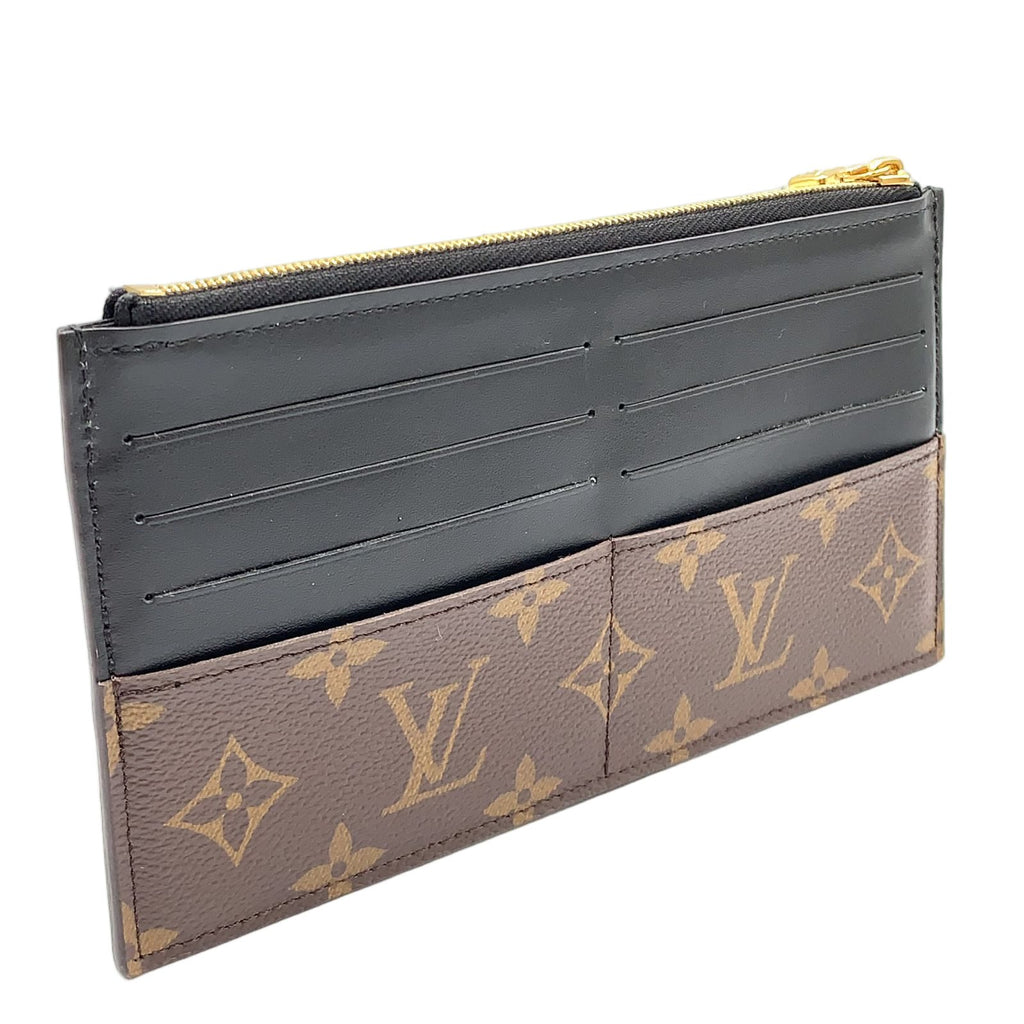 Louis Vuitton Slim Purse Monogram Leather Brown Black Wallet Gold — view 2
