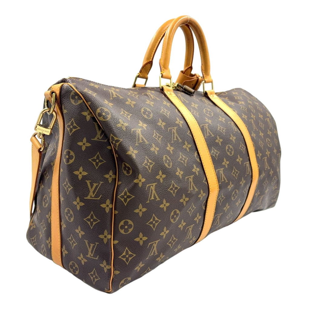 Louis Vuitton Keepall Bandouliere 50 Monogram Leather Brown Light Boston — view 2
