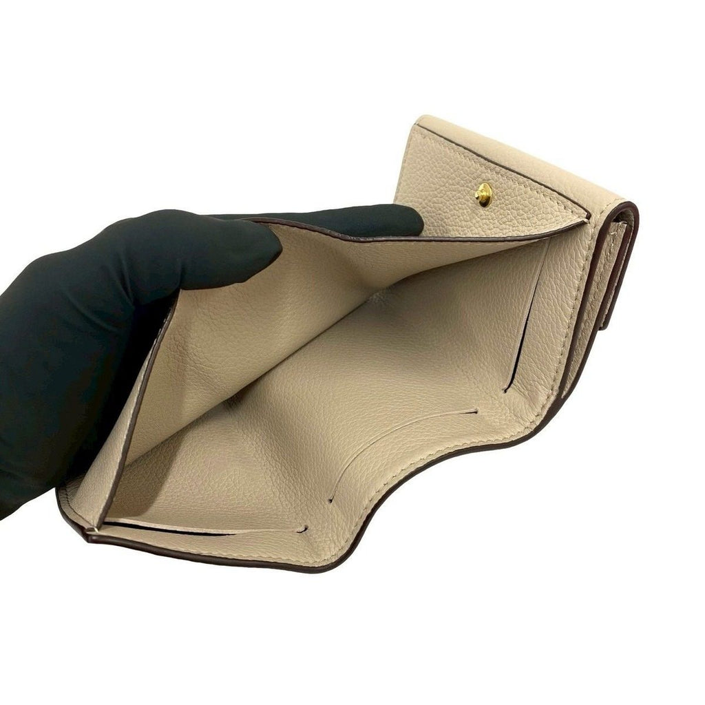 Louis Vuitton Portefeuille Lock Mini Leather Trifold Wallet Beige — view 8