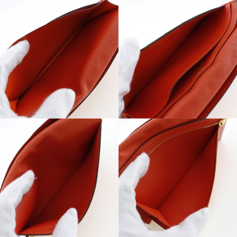 Hermes Bearn Souffle Vaux Epson Orange T Long Wallet — view 7