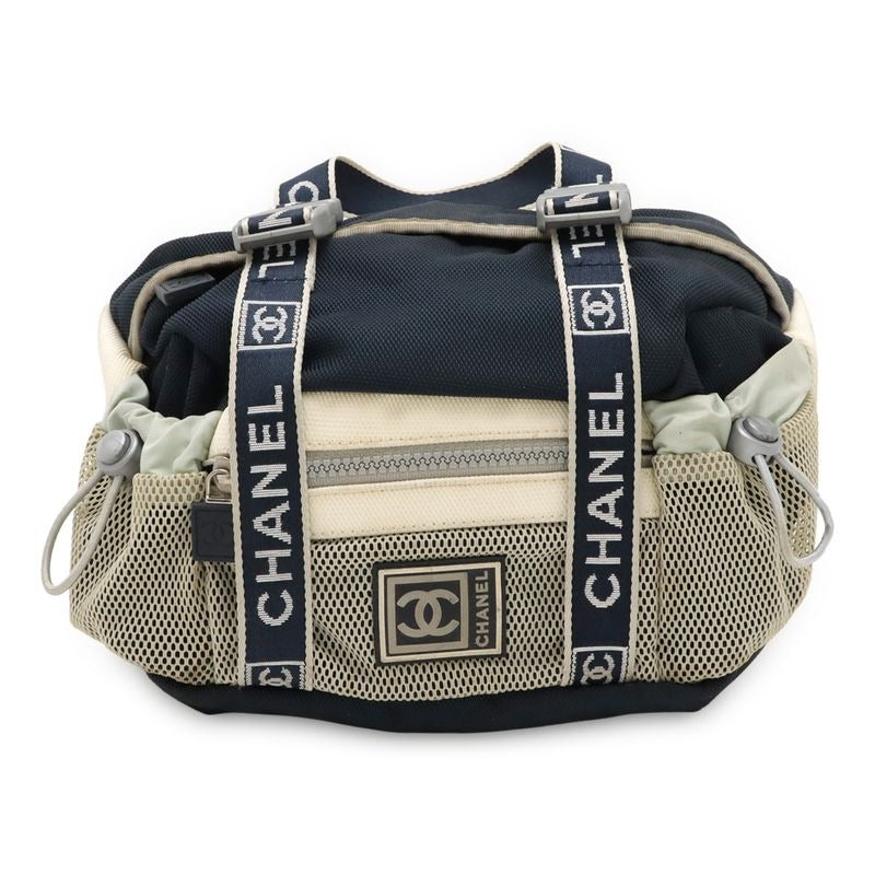 Chanel Sport Line Waist Bag Body 2-Way Handbag Nylon Canvas Ivory