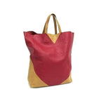 Celine Tote Bag Cabas 16440 Red And Beige Leather Women Bicolor