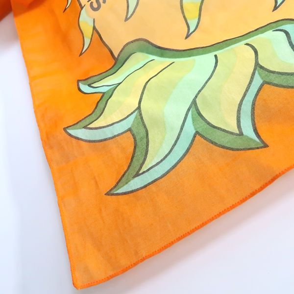Hermes Pareo Sun Motif 100% Cotton Orange Large Shawl — view 9