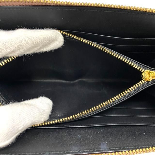 Loewe Linen Zip Wallet Long Round Zipper Anagram Leather Pink Beige — view 7