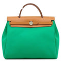 Hermes Shoulder Bag Herbag Zip PM 31 le Tourne Toile Officier Vache Hunter Mint