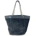 Chanel Shoulder Bag CC Logo Calf Hair Black