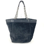 Chanel Shoulder Bag CC Logo Calf Hair Black