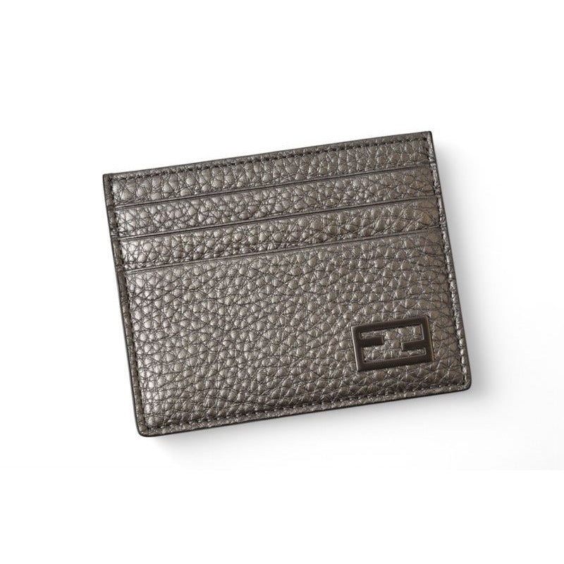 Fendi Card Case Business Holder Leather FF Baguette Motif Metallic — view 2