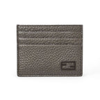 Fendi Card Case Business Holder Leather FF Baguette Motif Metallic