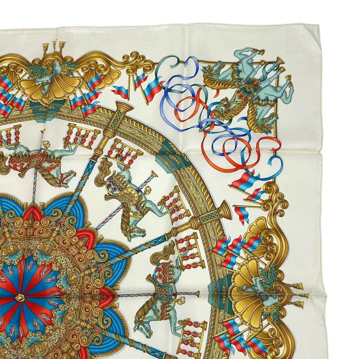 Hermes Carre 90 Scarf Silk Luna Park Amusement Merigo Land White — view 3