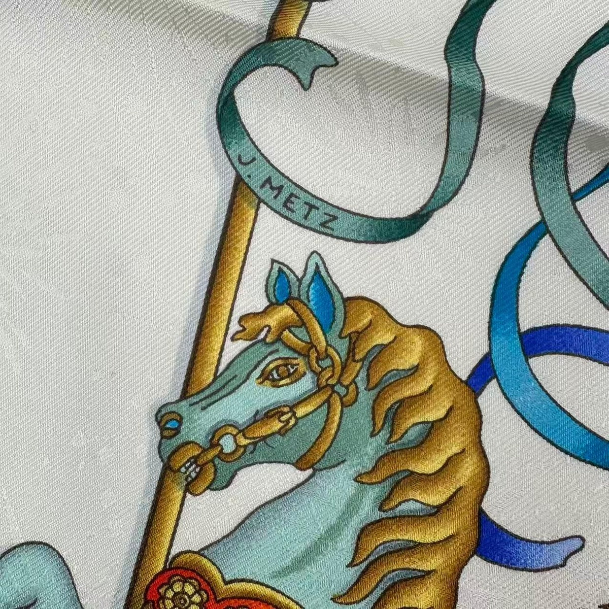 Hermes Carre 90 Scarf Silk Luna Park Amusement Merigo Land White — view 6