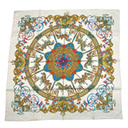 Hermes Carre 90 Scarf Silk Luna Park Amusement Merigo Land White