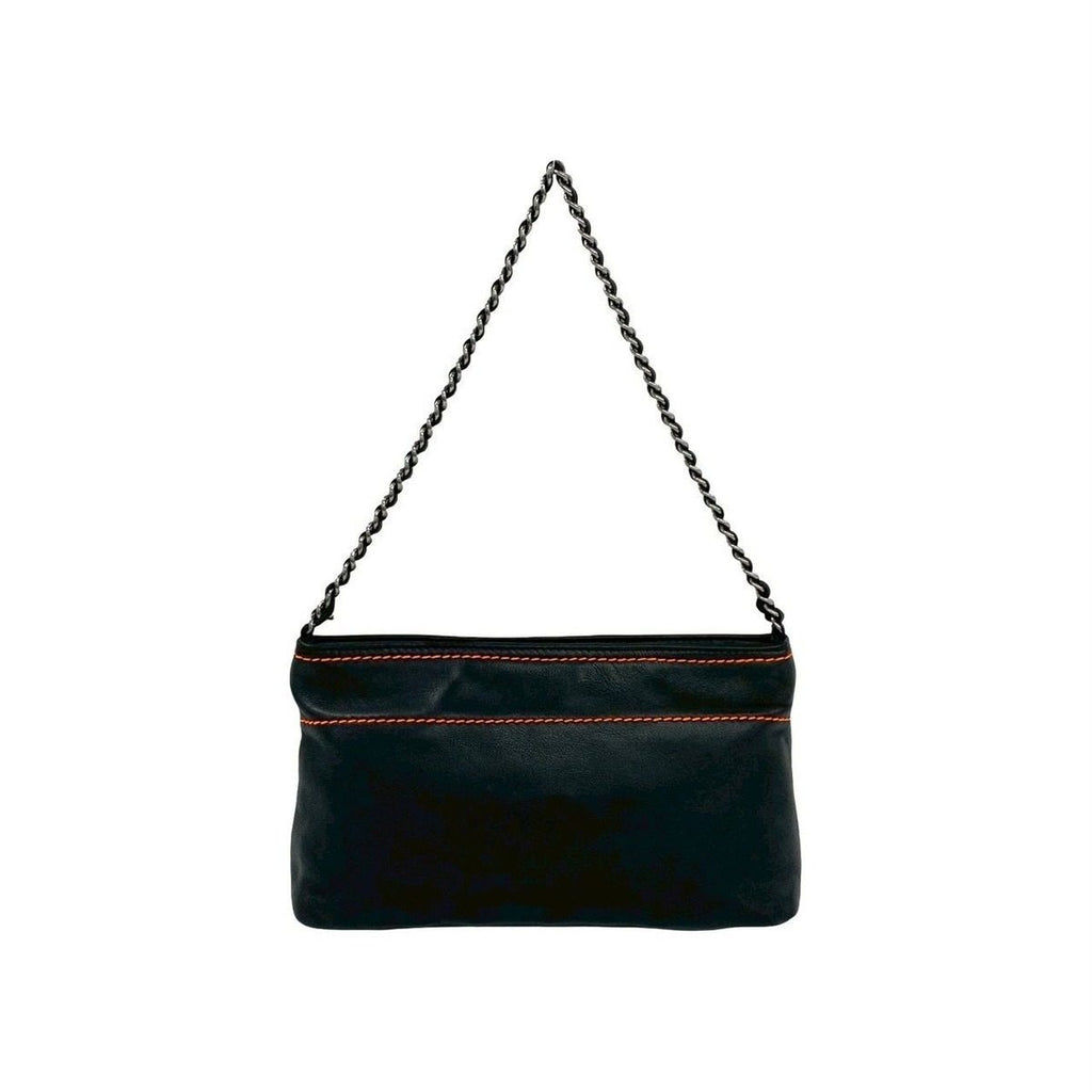 Chanel Vintage Lambskin Leather Chain Shoulder Bag Black — view 3