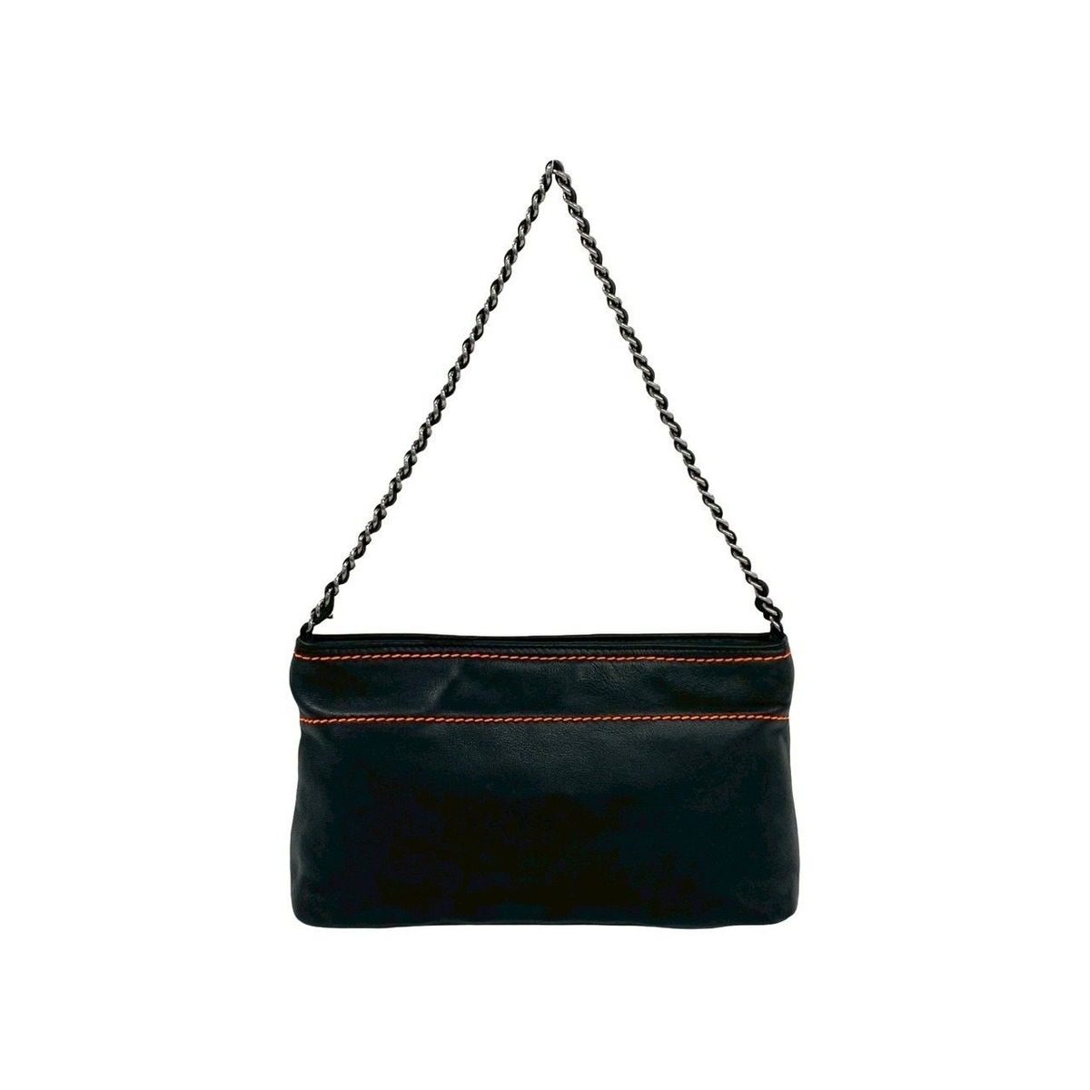 Chanel Vintage Lambskin Leather Chain Shoulder Bag Black — view 3
