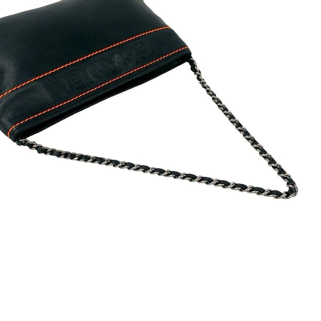 Chanel Vintage Lambskin Leather Chain Shoulder Bag Black — view 4