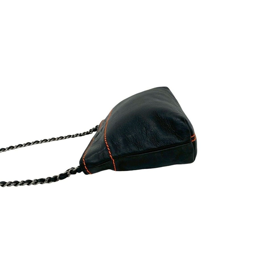 Chanel Vintage Lambskin Leather Chain Shoulder Bag Black — view 5
