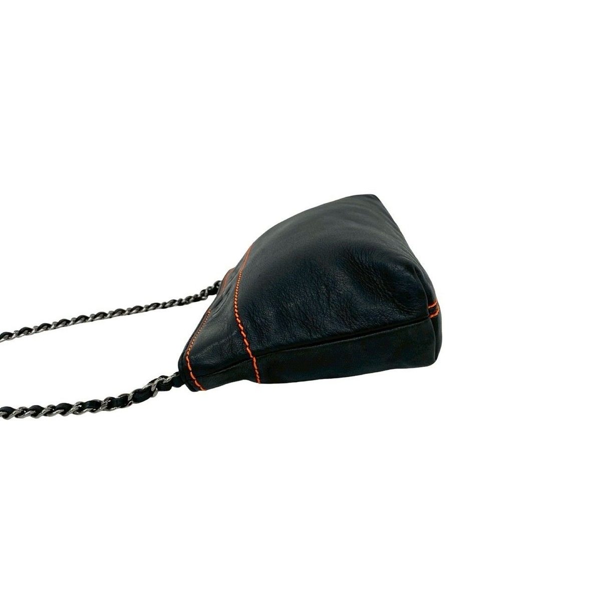 Chanel Vintage Lambskin Leather Chain Shoulder Bag Black — view 5