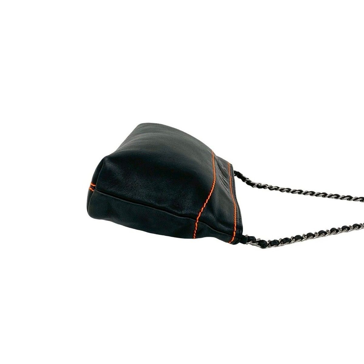 Chanel Vintage Lambskin Leather Chain Shoulder Bag Black — view 6