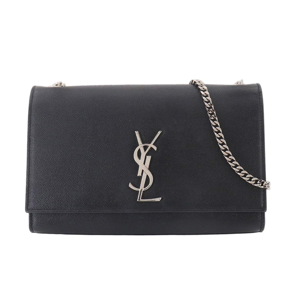 Saint Laurent Kate Chain Shoulder Bag Leather Black Medium