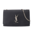 Saint Laurent Kate Chain Shoulder Bag Leather Black Medium