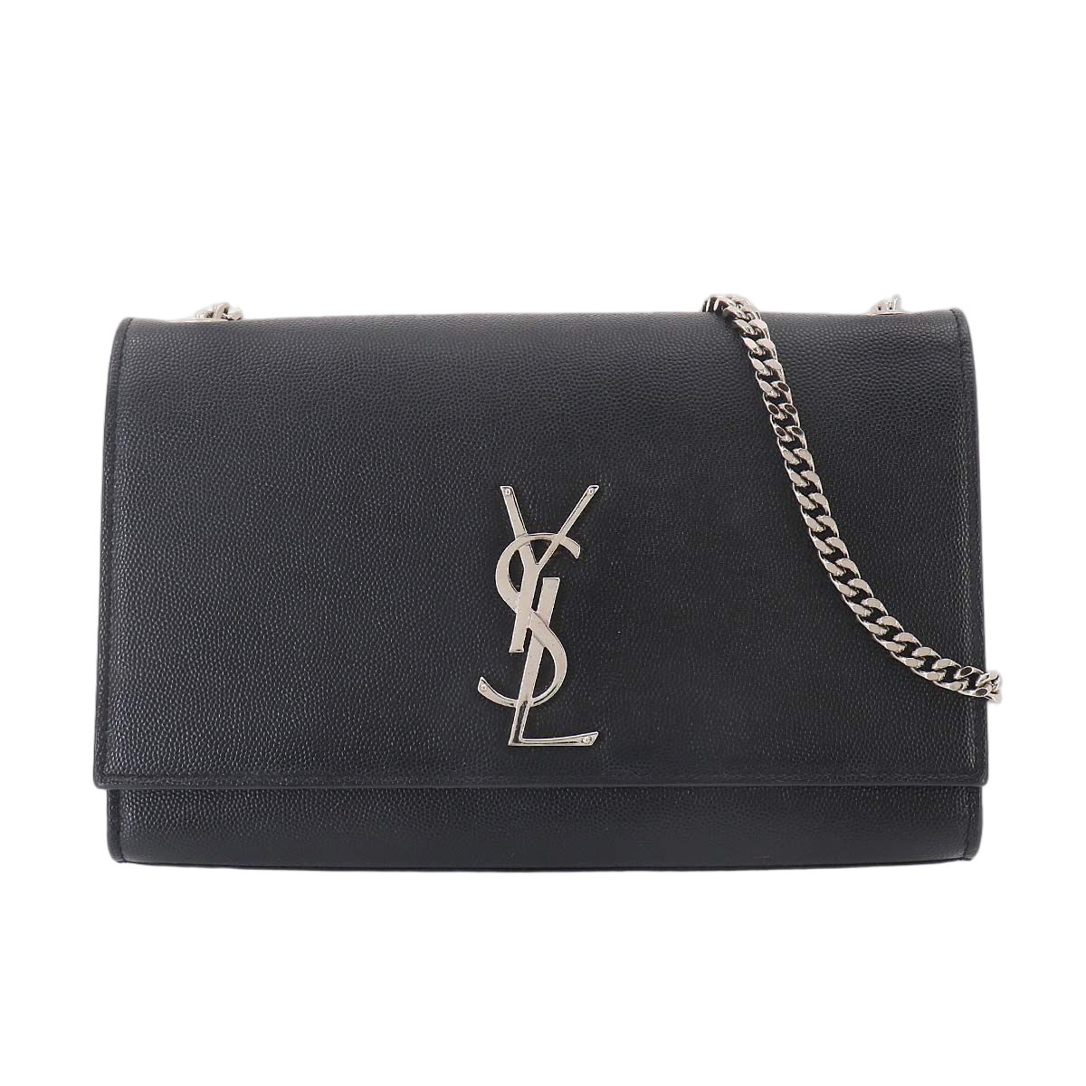 Saint Laurent Kate Chain Shoulder Bag Leather Black Medium