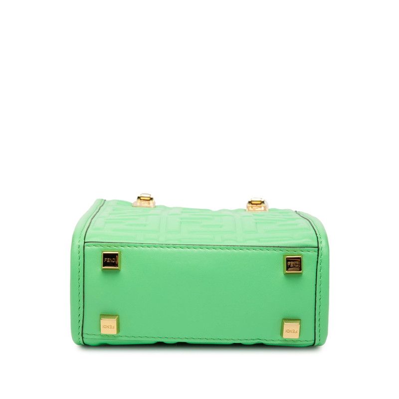Fendi Sunshine Shopper Small Shoulder Bag 2-Way 8 Bs051 Green Brown — view 3