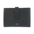Celine Strap Wallet Black Leather Compact