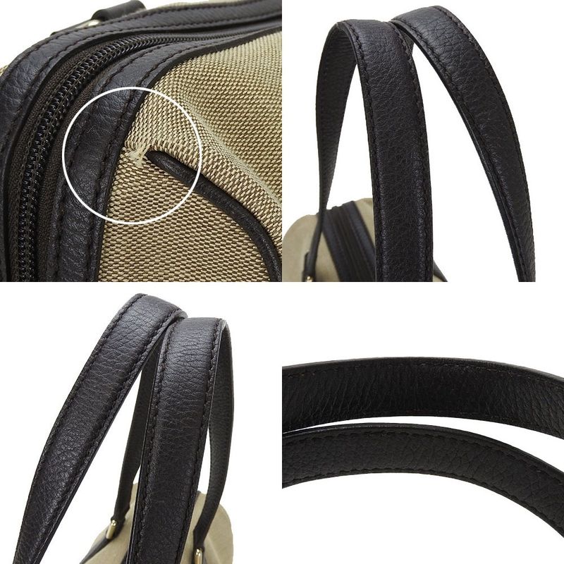 Gucci Boston Bag Handbag Shoulder Canvas Leather Beige Dark Brown Casual — view 4