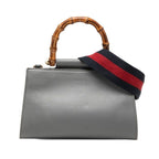 Gucci Bamboo Pearl 2-Way Shoulder Bag Gray Ivory Leather