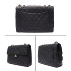 Chanel Chain Shoulder Bag Quilted Caviar Leather Gold Double — view 2