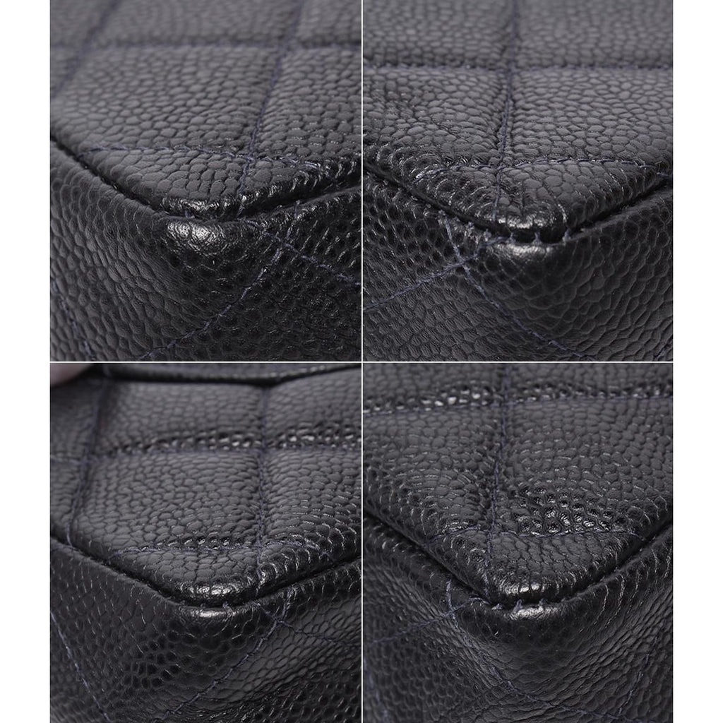 Chanel Chain Shoulder Bag Quilted Caviar Leather Gold Double — view 5