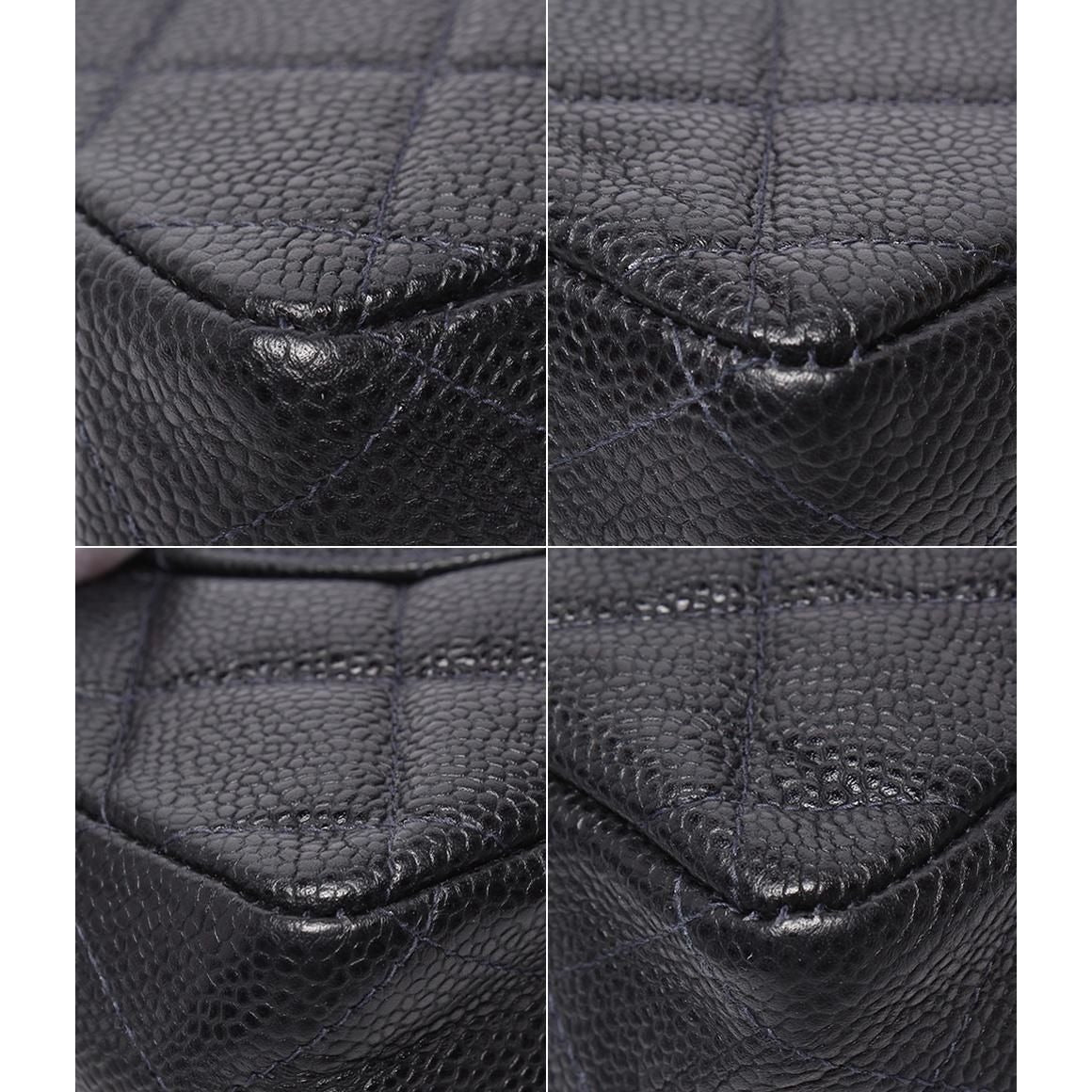 Chanel Chain Shoulder Bag Quilted Caviar Leather Gold Double — view 5