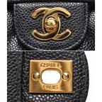 Chanel Chain Shoulder Bag Quilted Caviar Leather Gold Double — view 6