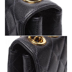 Chanel Chain Shoulder Bag Quilted Caviar Leather Gold Double — view 8