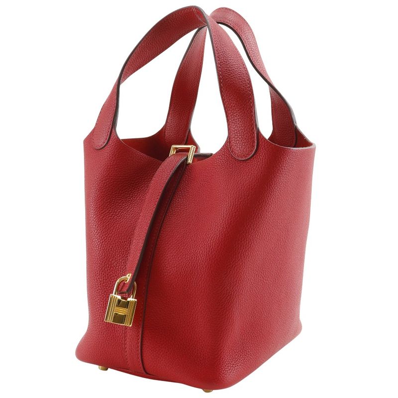 Hermes Picotin Lock 18 PM Taurillon Maurice Red Gold Hardware C Handbag — view 2