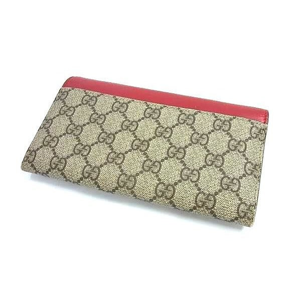 Gucci Wallet GG Supreme Beige Red Leather Bifold Long — view 3