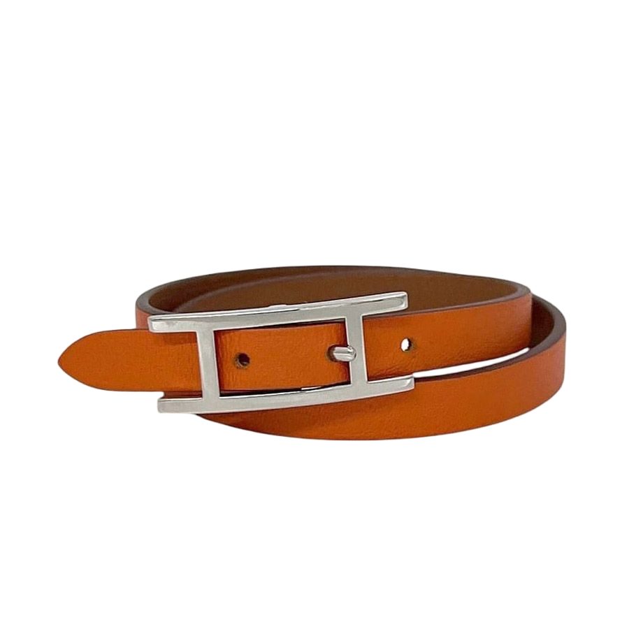 Hermes Bracelet Double Tour Behapi Orange Brown Hapi Leather Swift