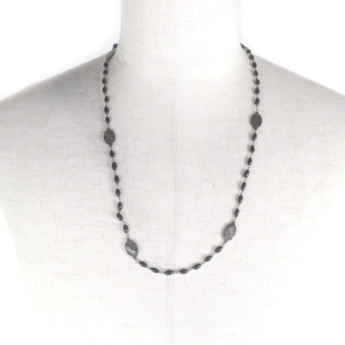 Gucci Cles Strap Long Necklace Silver Black Recommended — view 2