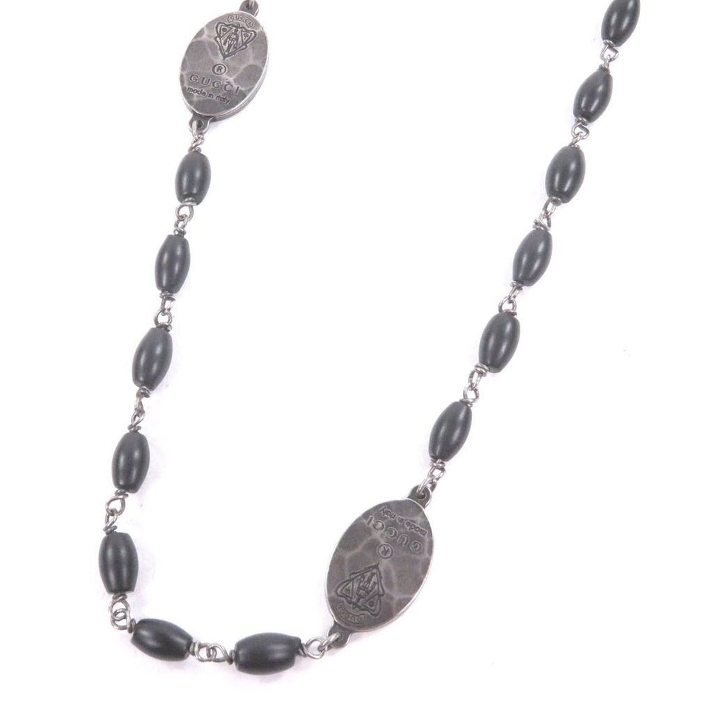 Gucci Cles Strap Long Necklace Silver Black Recommended